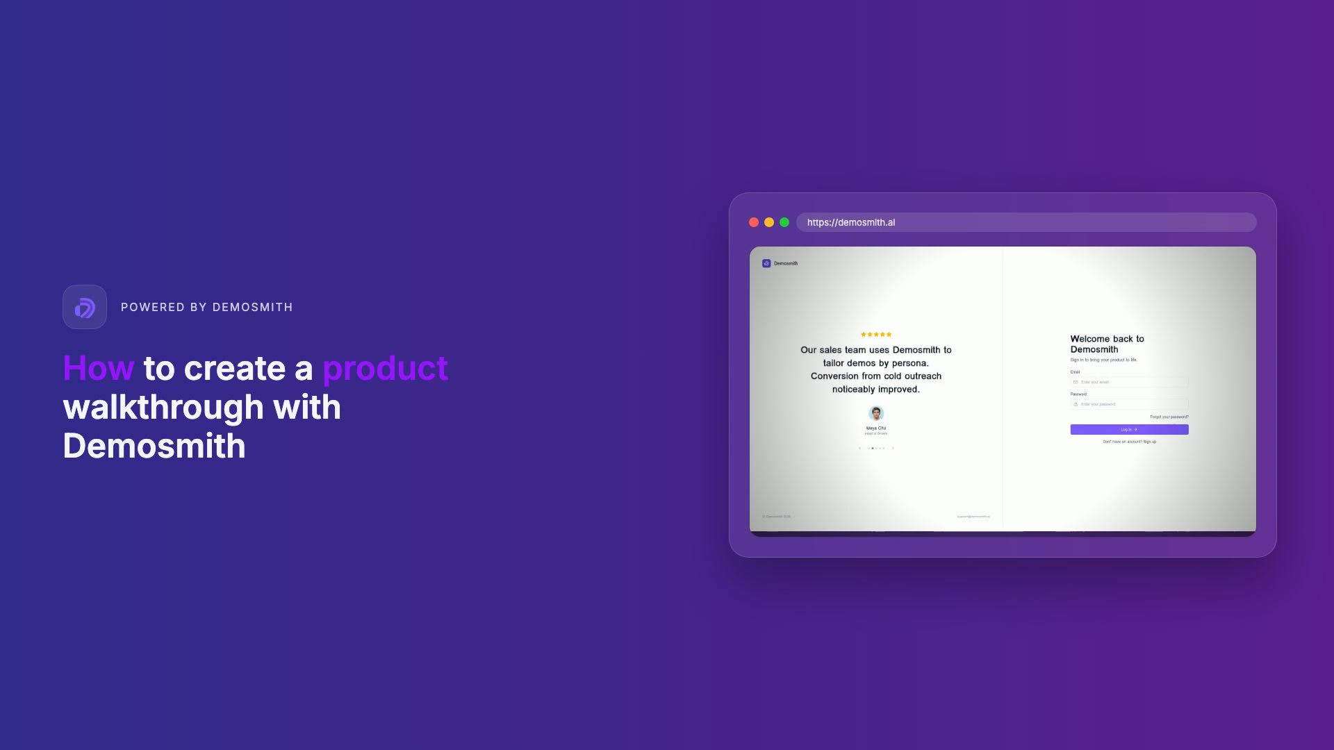 A demo video generated by Demosmith's AI agent from a product URL