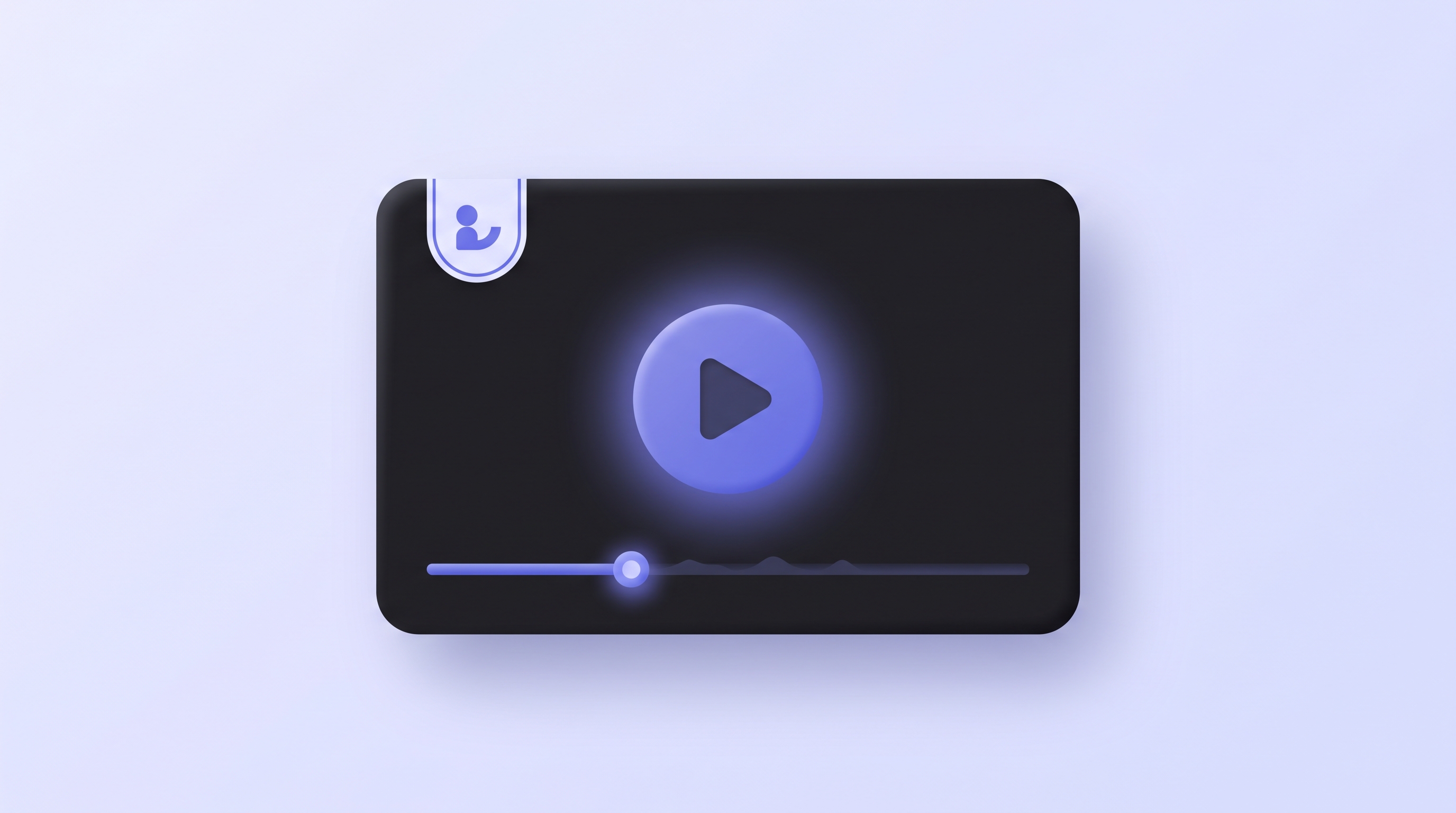 A video player with an account tag chip, showing a demo tailored to one account