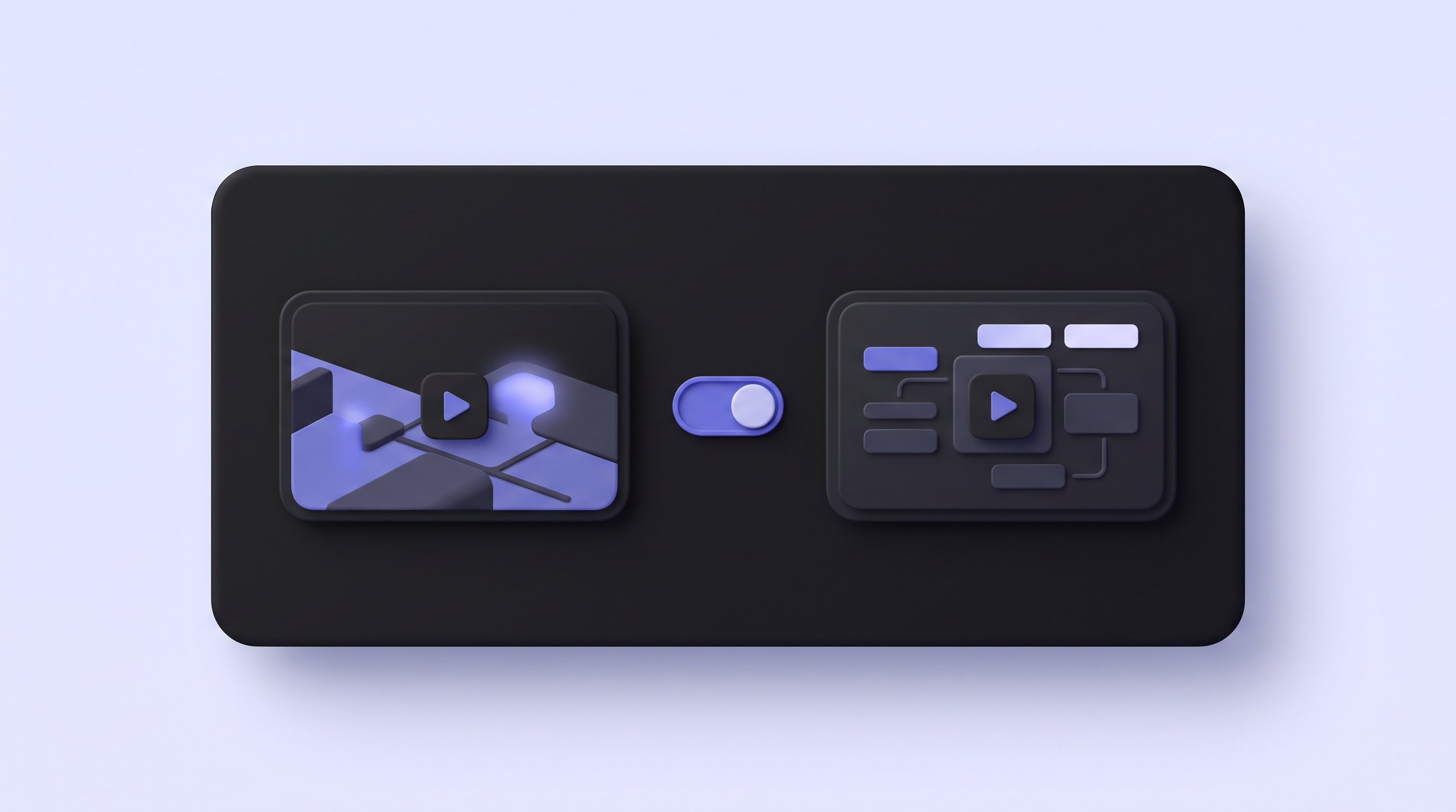 Two demo video variants side by side with an A/B toggle between them