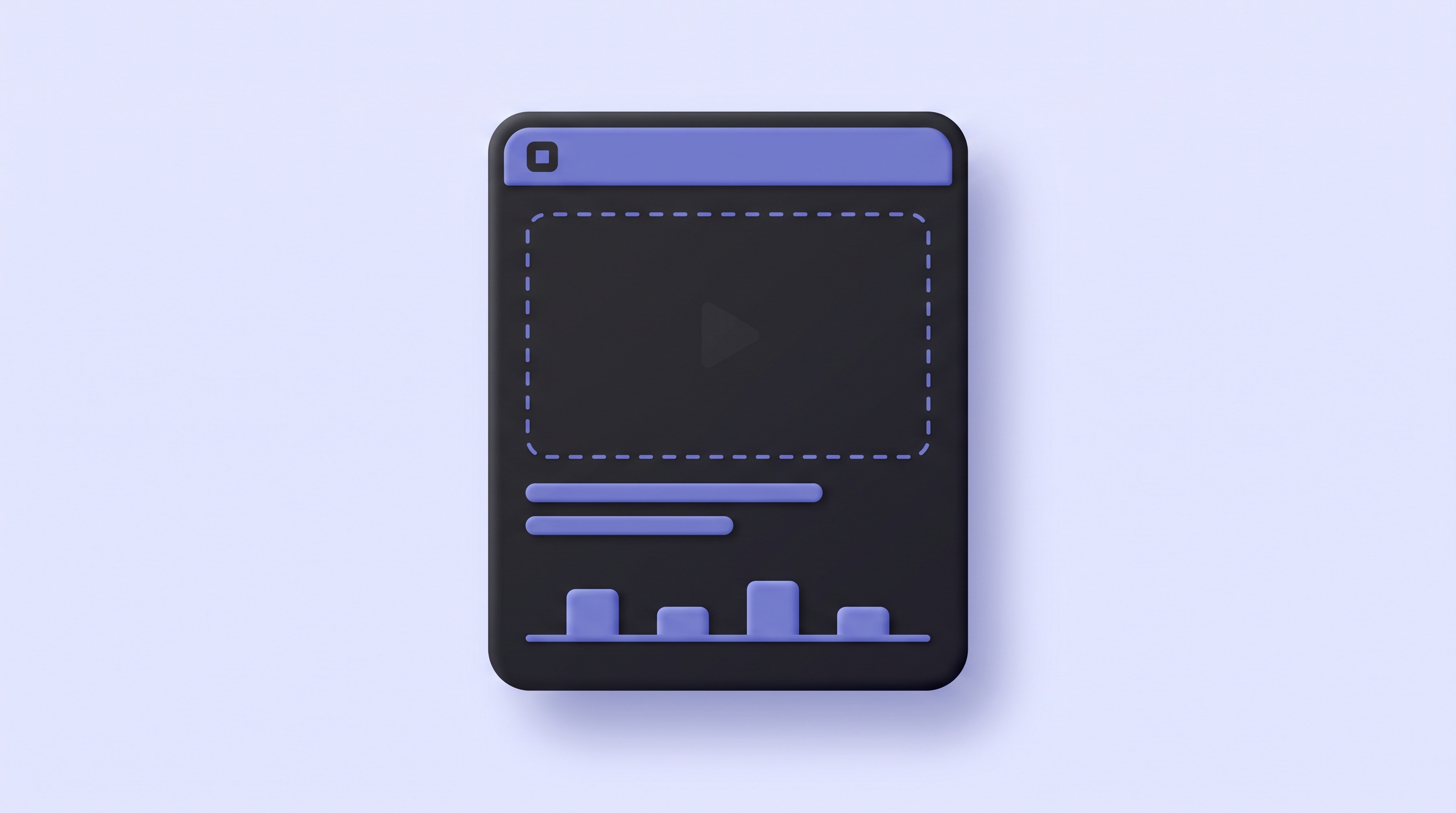A landing page with an empty video slot and a flat, low conversion bar