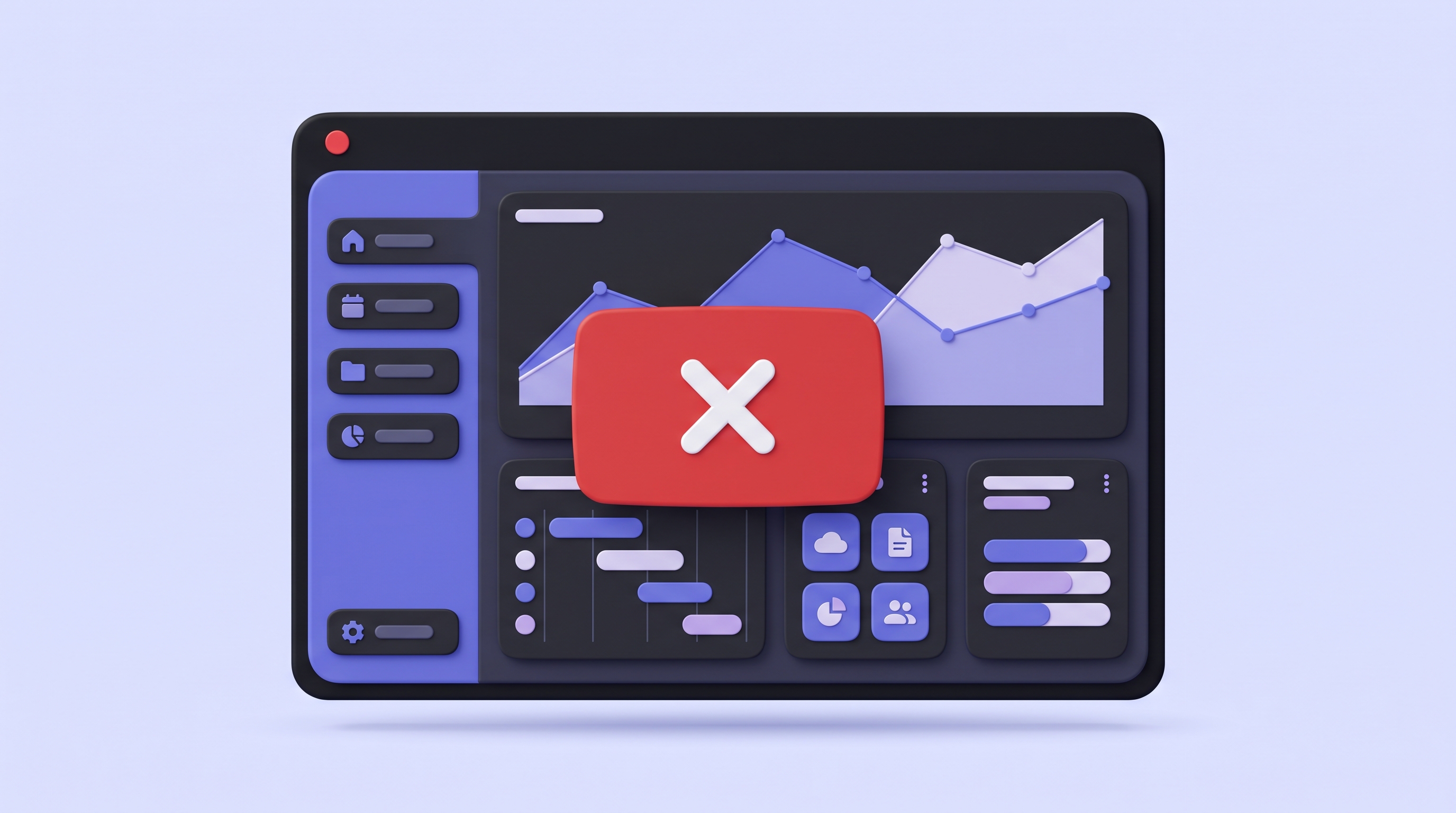 Product dashboard frozen with error state during a live demo